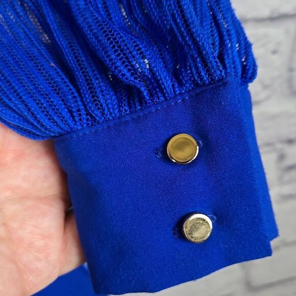 GB Girls Formal Dress Royal Blue Puffy Sheer Lace Sleeve Wedding Occasion Cruise - Picture 9 of 15